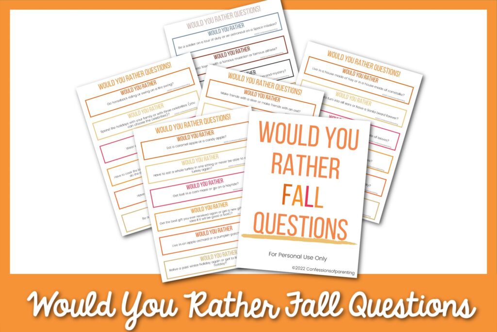featured image: would you rather fall questions on an orange background