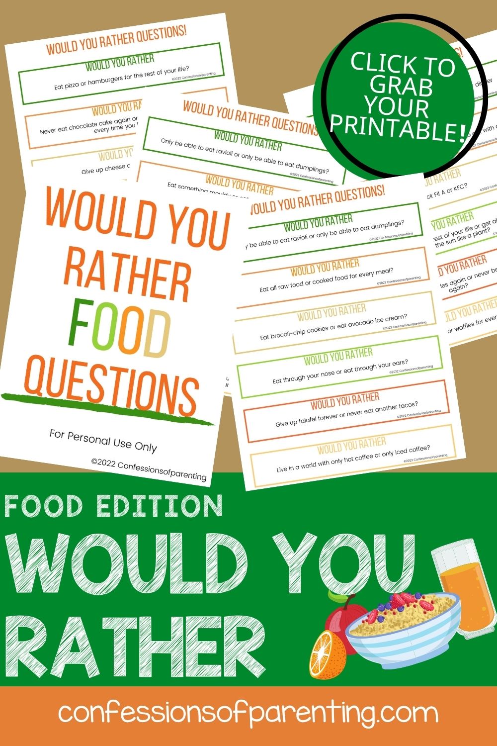 Would You Rather Questions Food Edition