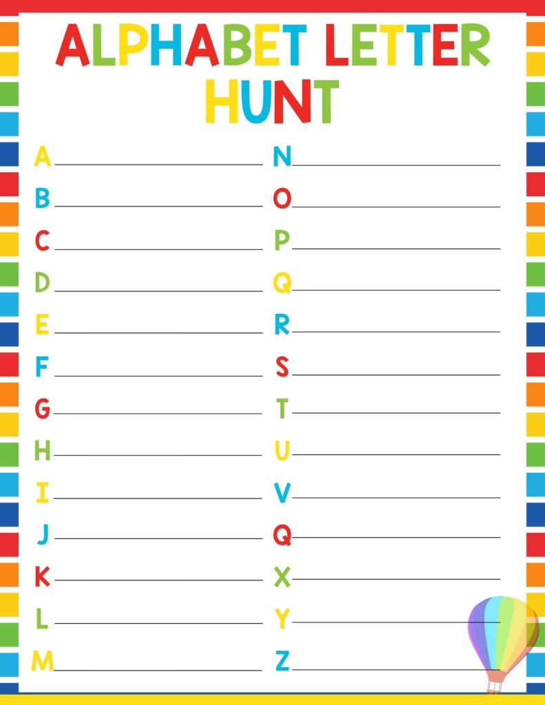 alphabet scavenger hunt print-out
