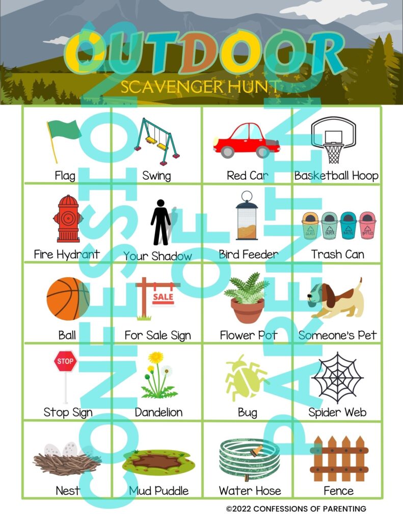 printable Outside Scavenger Hunt card