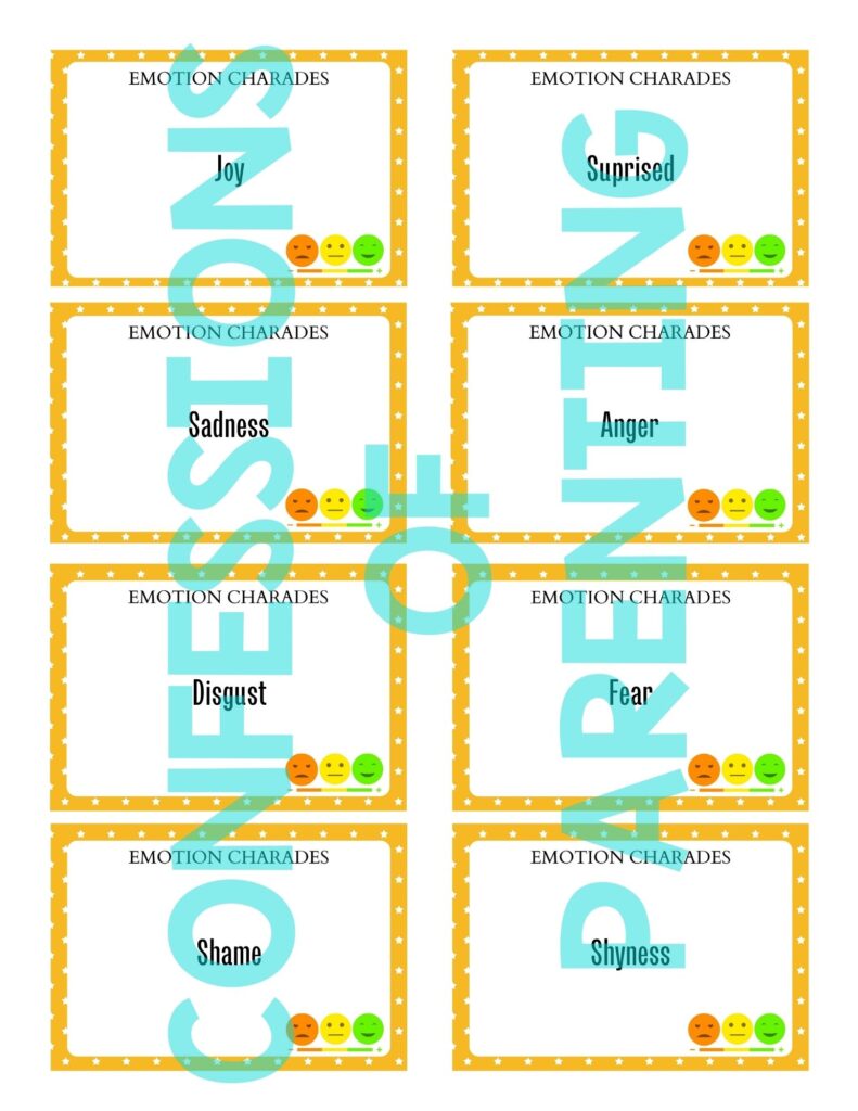 sample printable of emotion charades