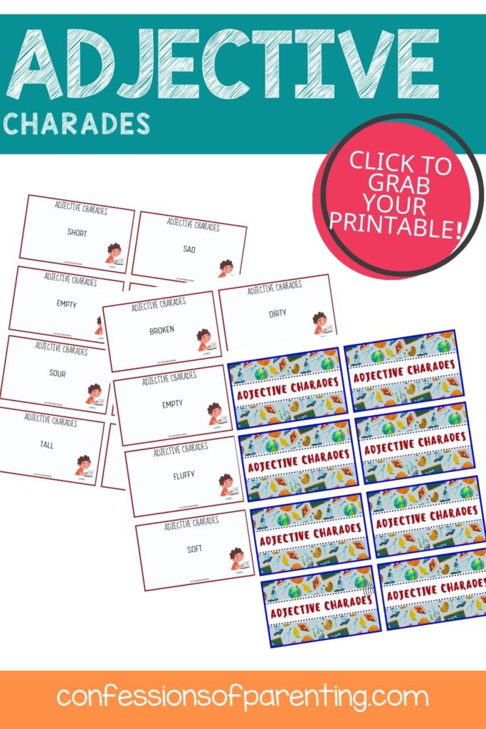 pin image: adjective charades cards printable