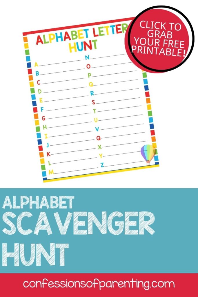 pin image: alphabet scavenger hunt card printable