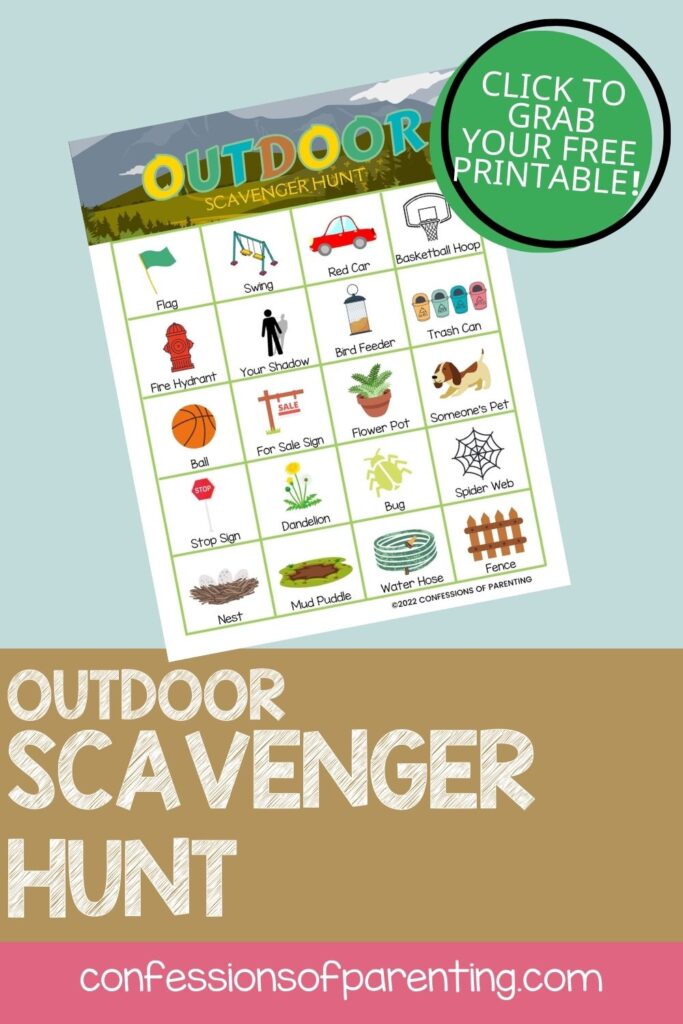 pin image: Outside Scavenger Hunt card printable