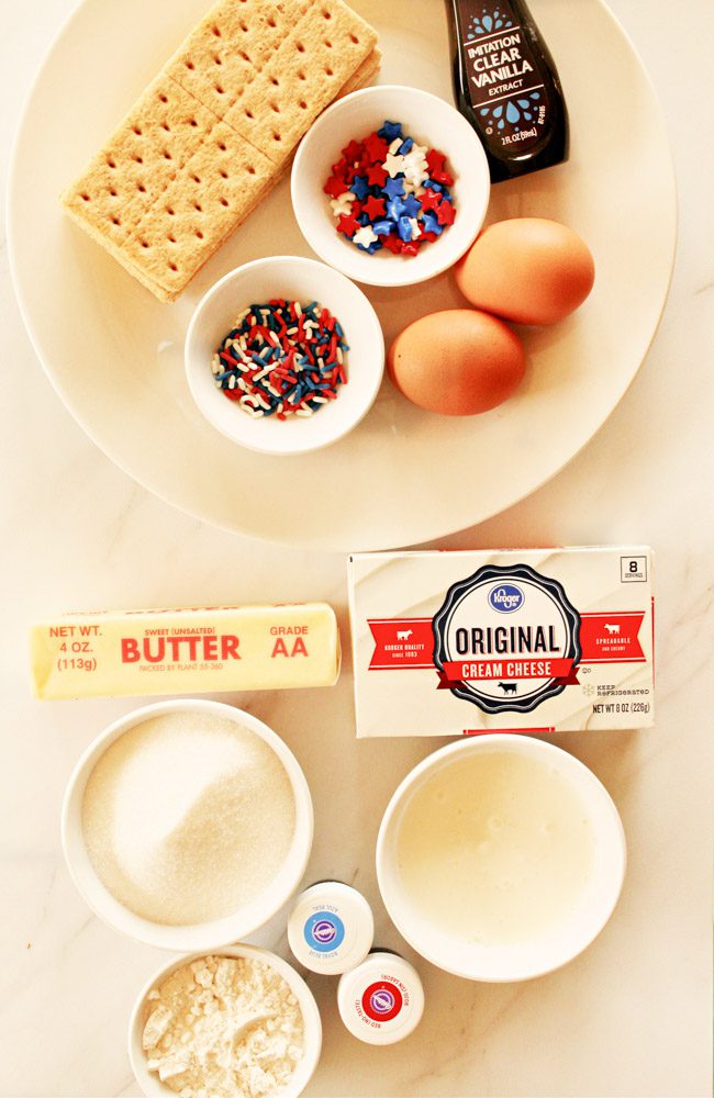 ingredients for Patriotic Mini Cheesecakes