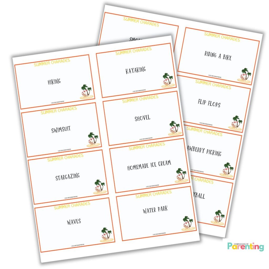 instagram square image of summer charades game