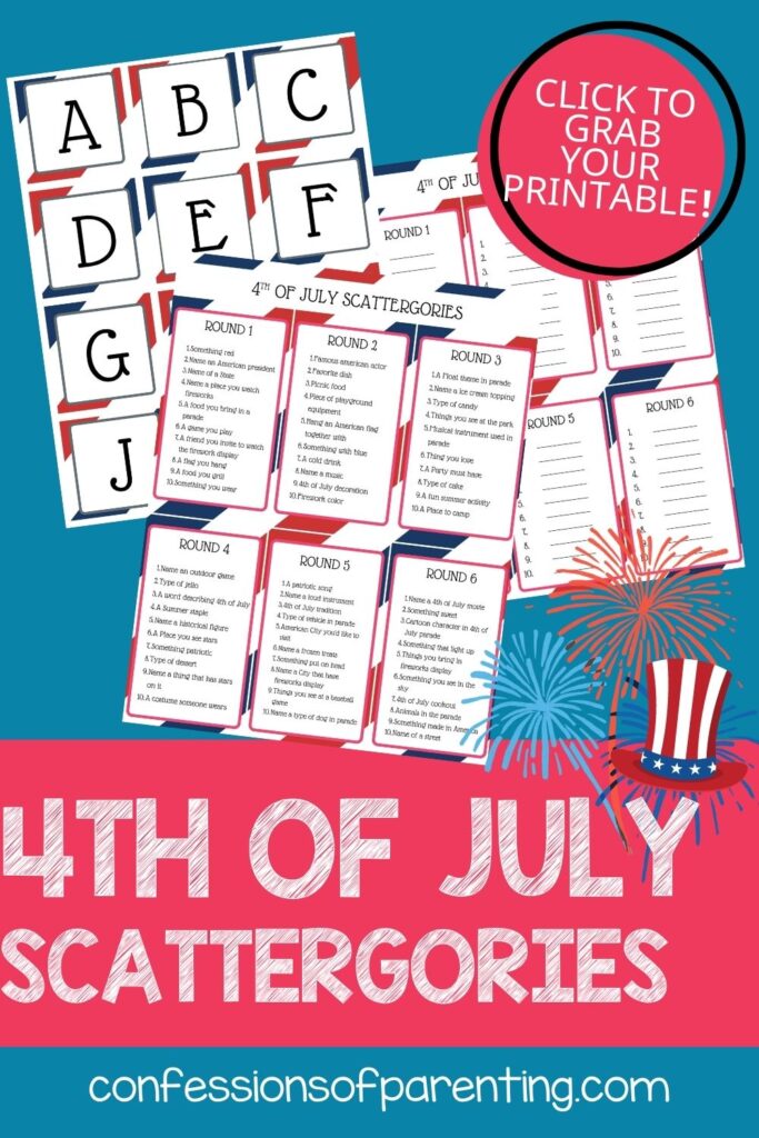 pin image: 4th of july scattergories cards printable