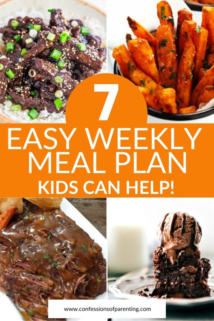 pin imahe: Simple Weekly Meal Plan for Families (Even Kids Can Help!)