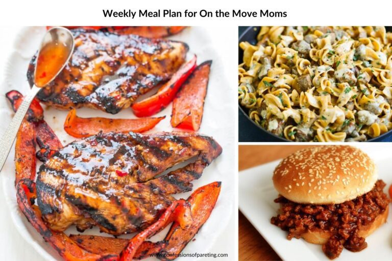 Weekly Meal Plan for On the Move Moms Recipes Week #23