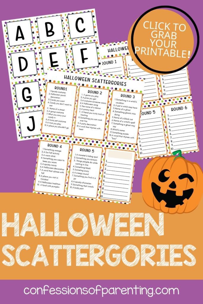 pin image: halloween scattergories cards printable