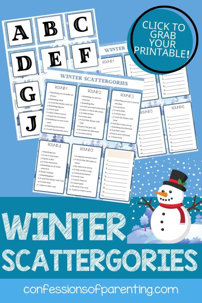 pin image: winter scattergories cards printable