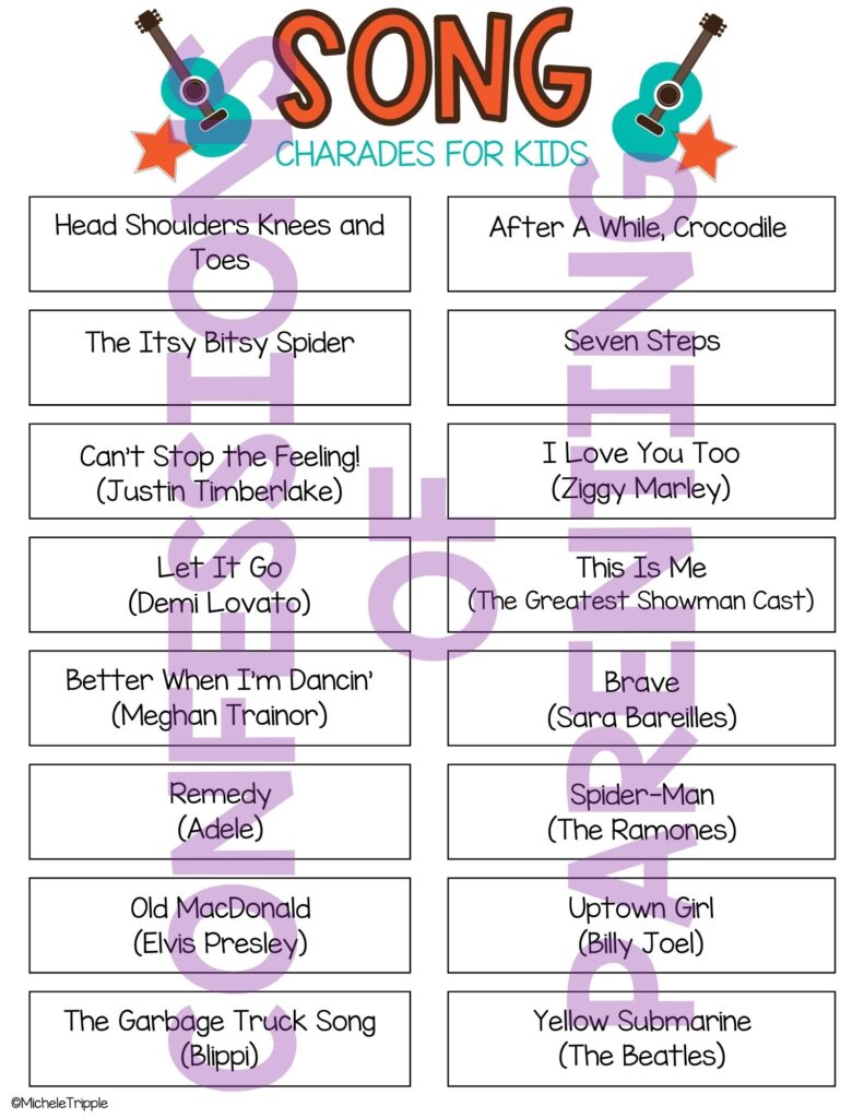 3 Song Charades Ideas You Will Love Printable Cards