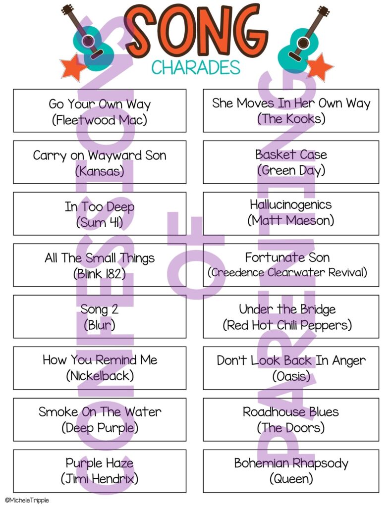 song charades printable example 