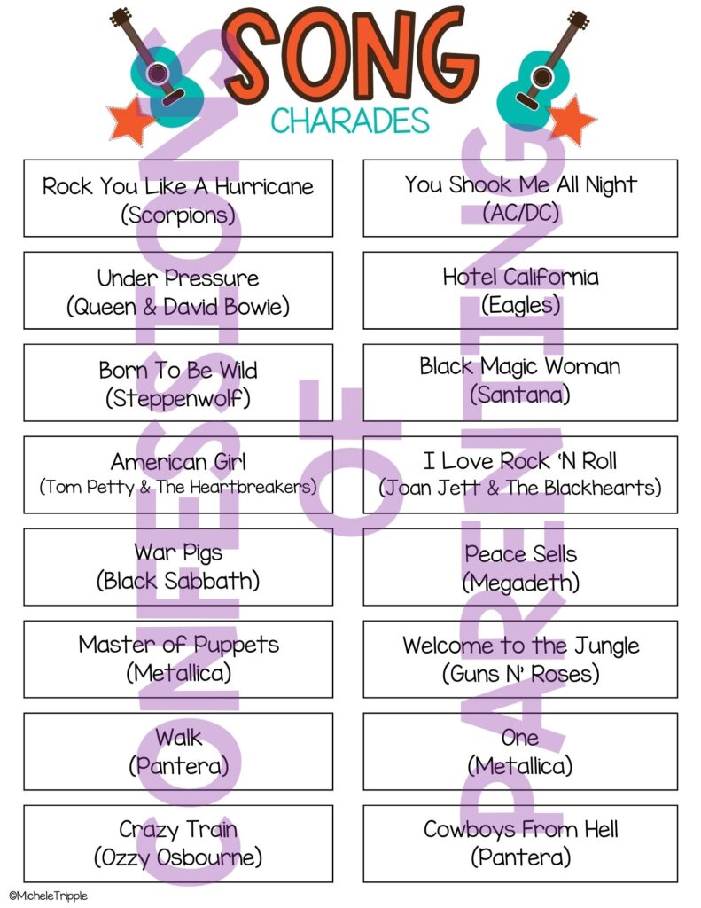 song charades printable example 