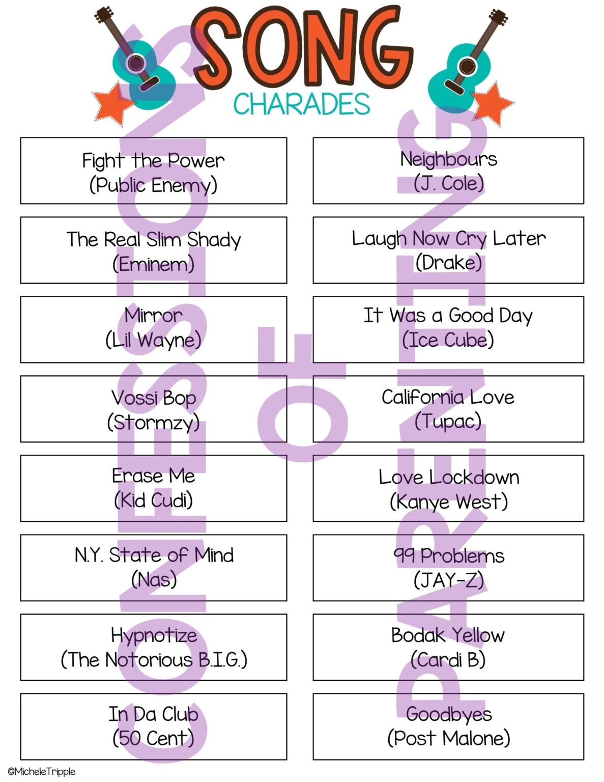 320 Song Charades Ideas You Will Love Printable Cards