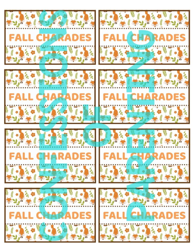 example of back of fall charades printable