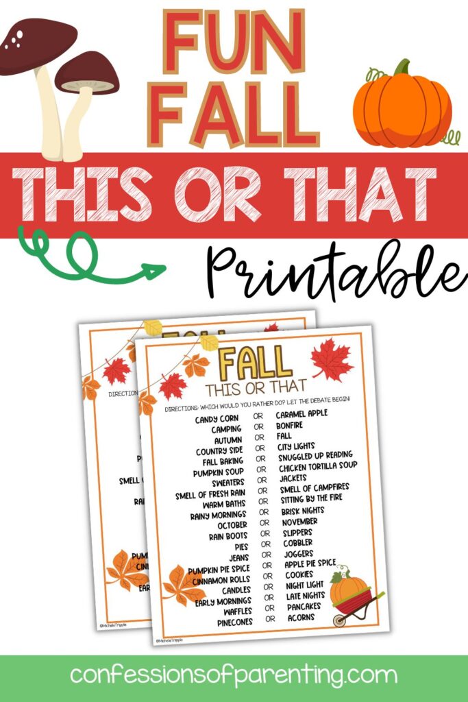 pin image: fall this or that printable cards