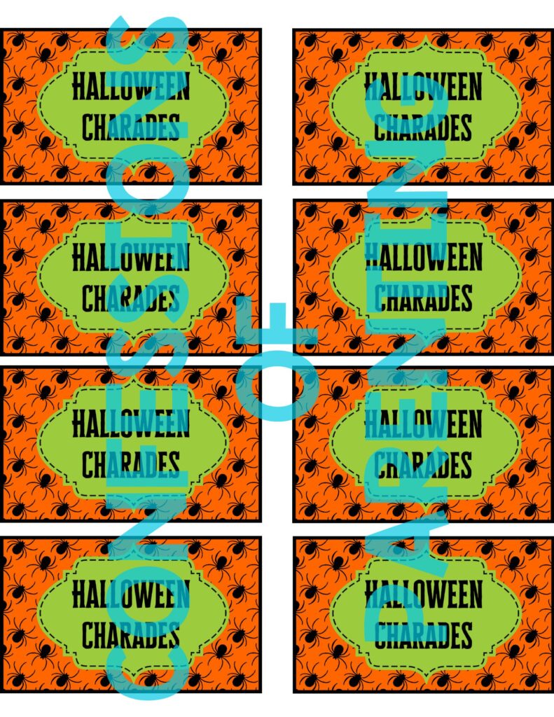 the back of sample halloween charades printable 