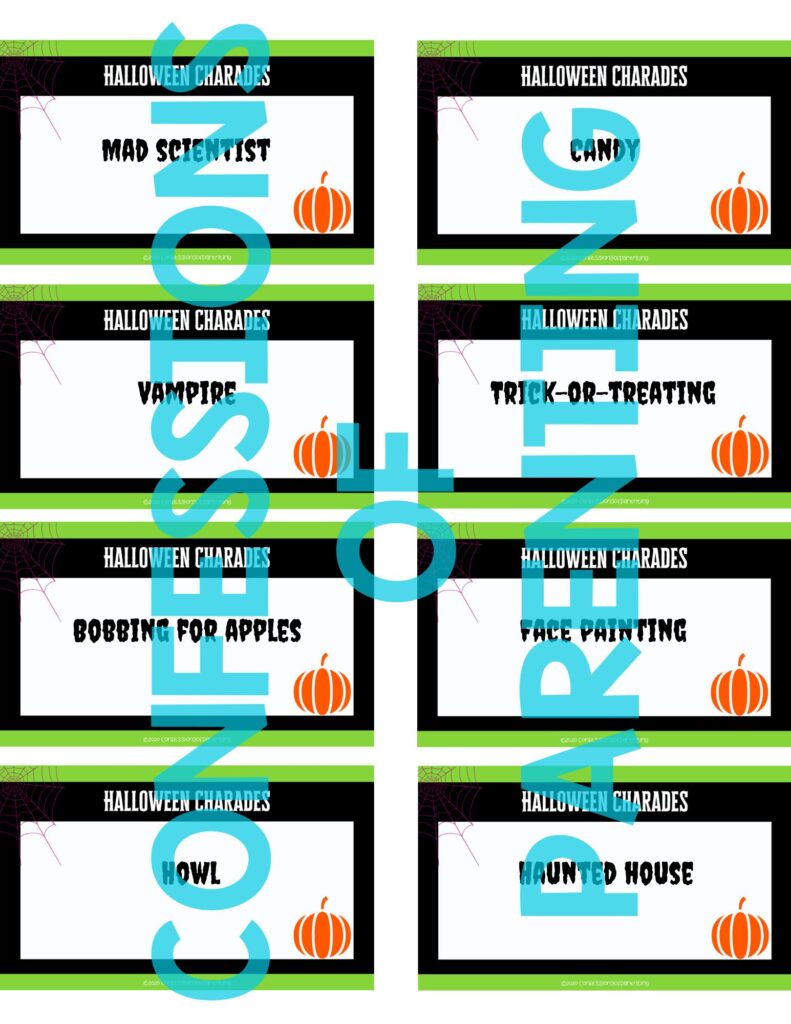 sample of halloween charades printable