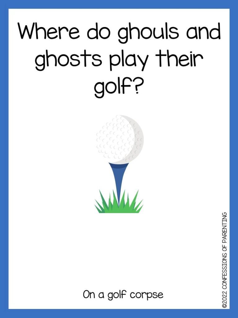 golf pun with golf ball and blue border
