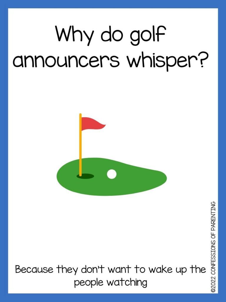 golf pun with putting green and blue border