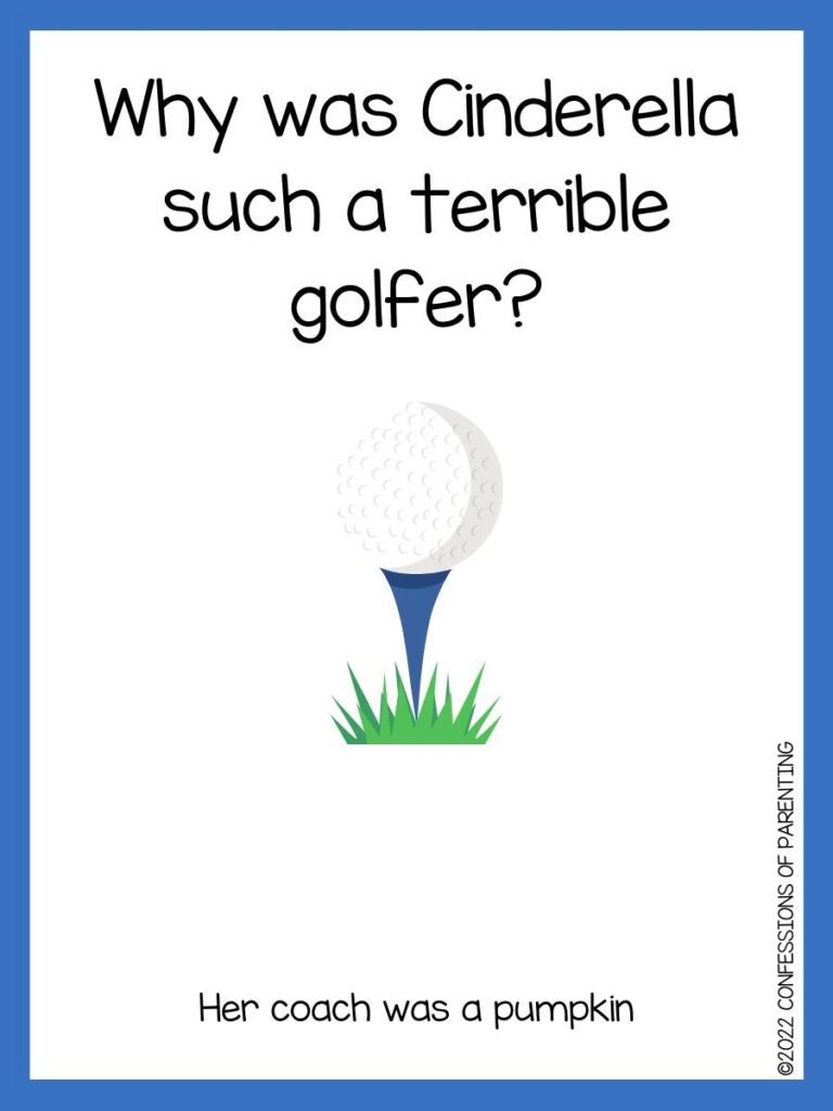 golf pun with golf ball and blue border