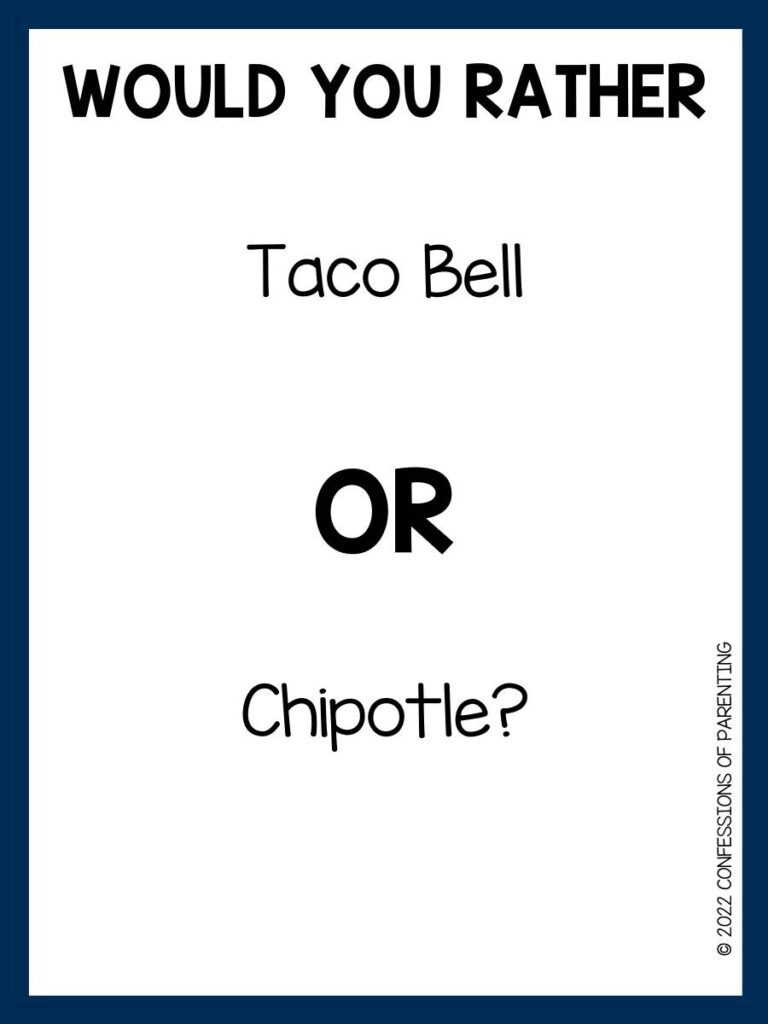 Silly Would You Rather Food Questions for Kids