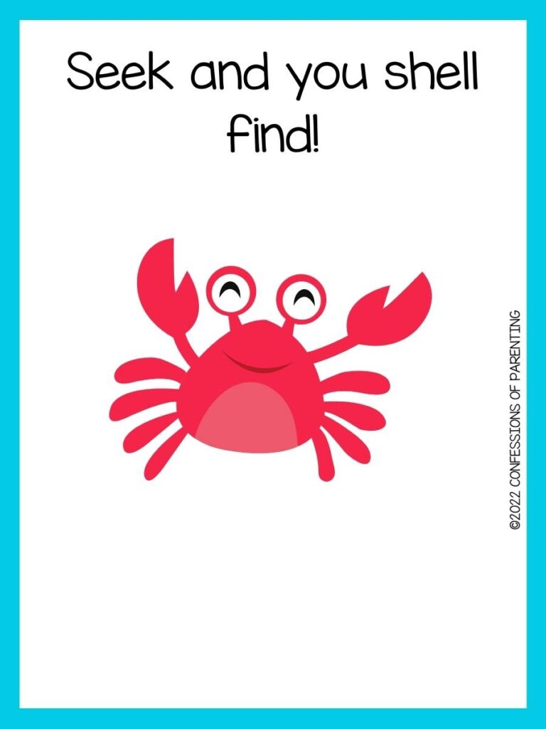 crab puns with red crab and blue border