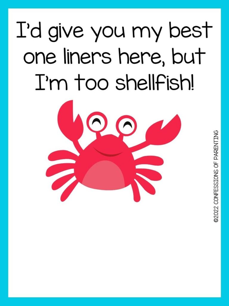 crab puns with red crab and blue border