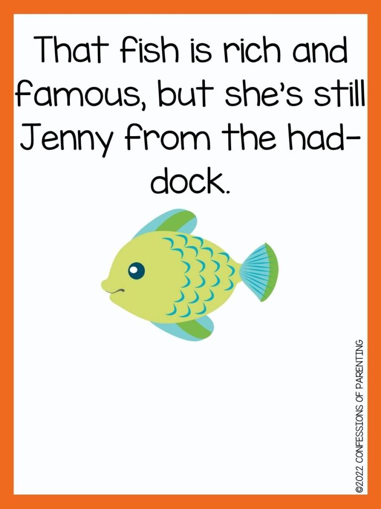 fish pun with green fish and orange border 