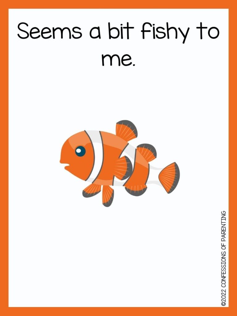 fish pun with clown fish and orange border 