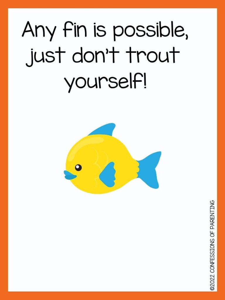 fish pun with yellow fish and orange border 