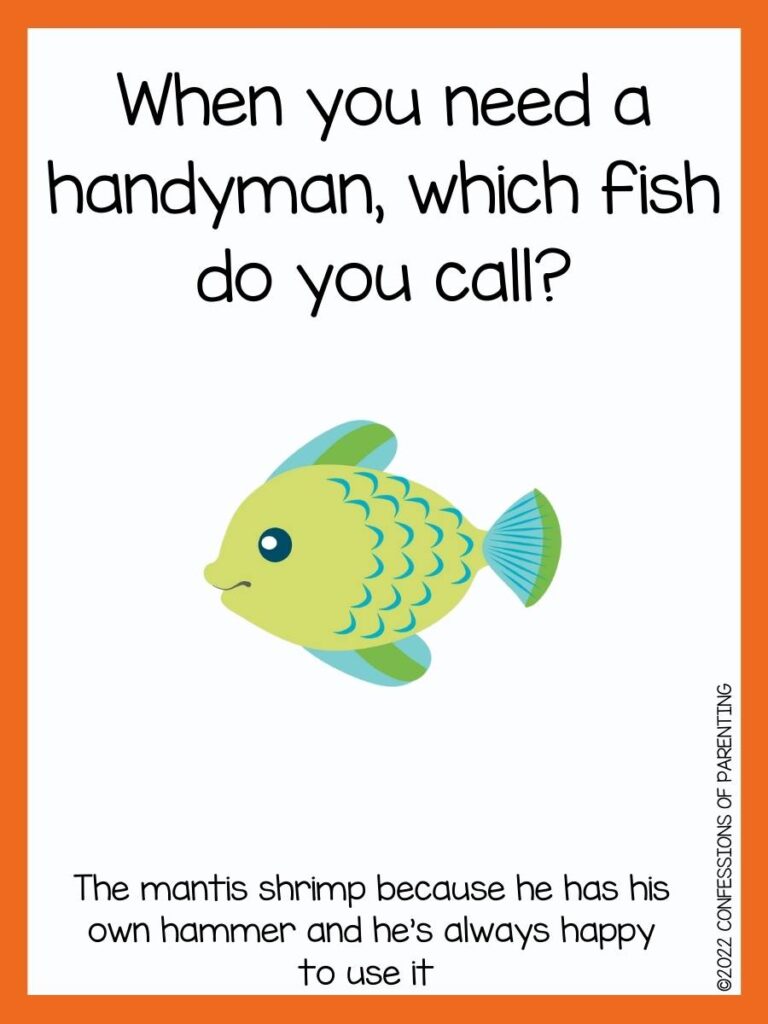 fish pun with green fish and orange border