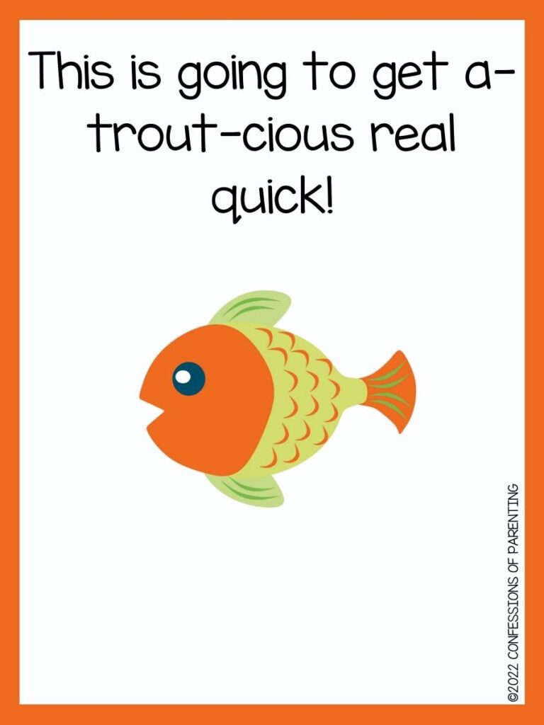 fish pun with orange and green fish and orange background