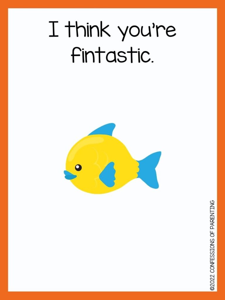 fish pun with yellow fish and orange background 