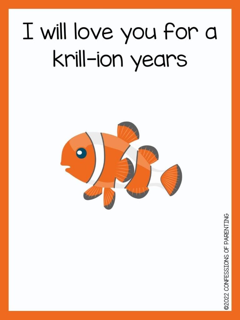 fish pun with clown fish and orange border 