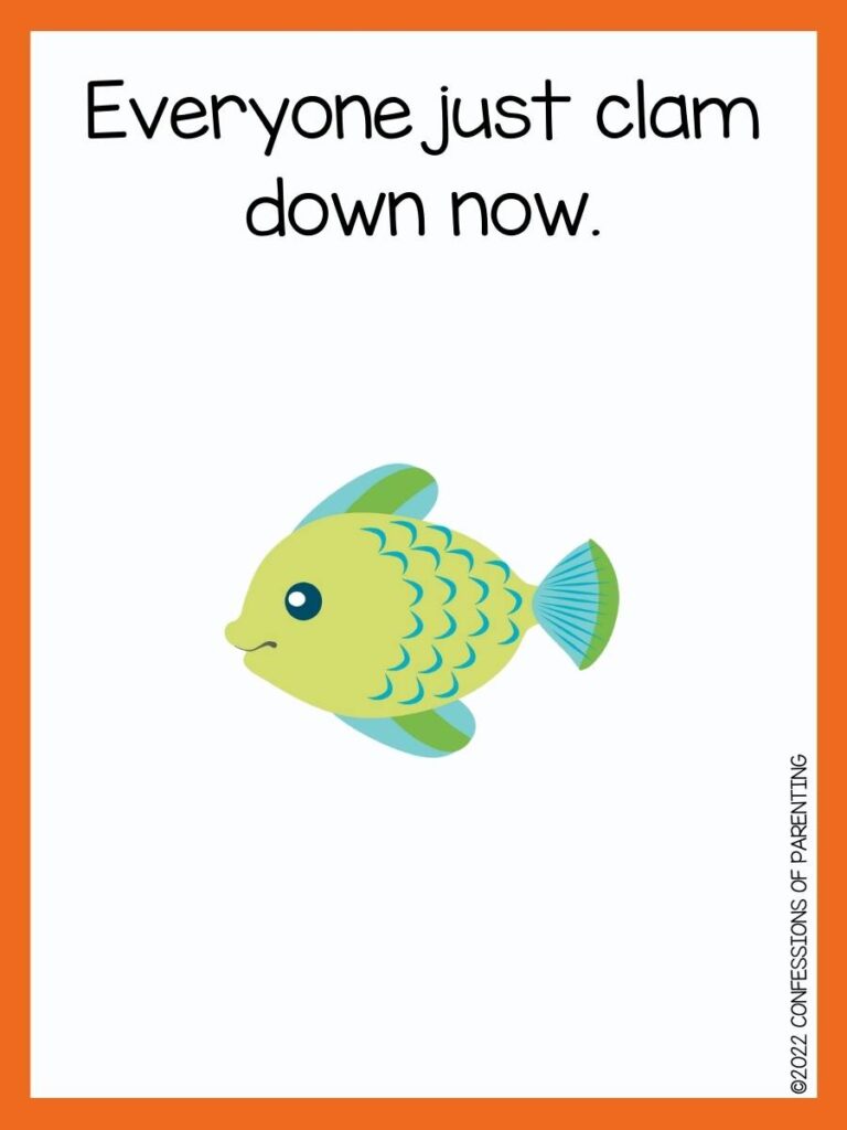 fish pun with green fish and orange border