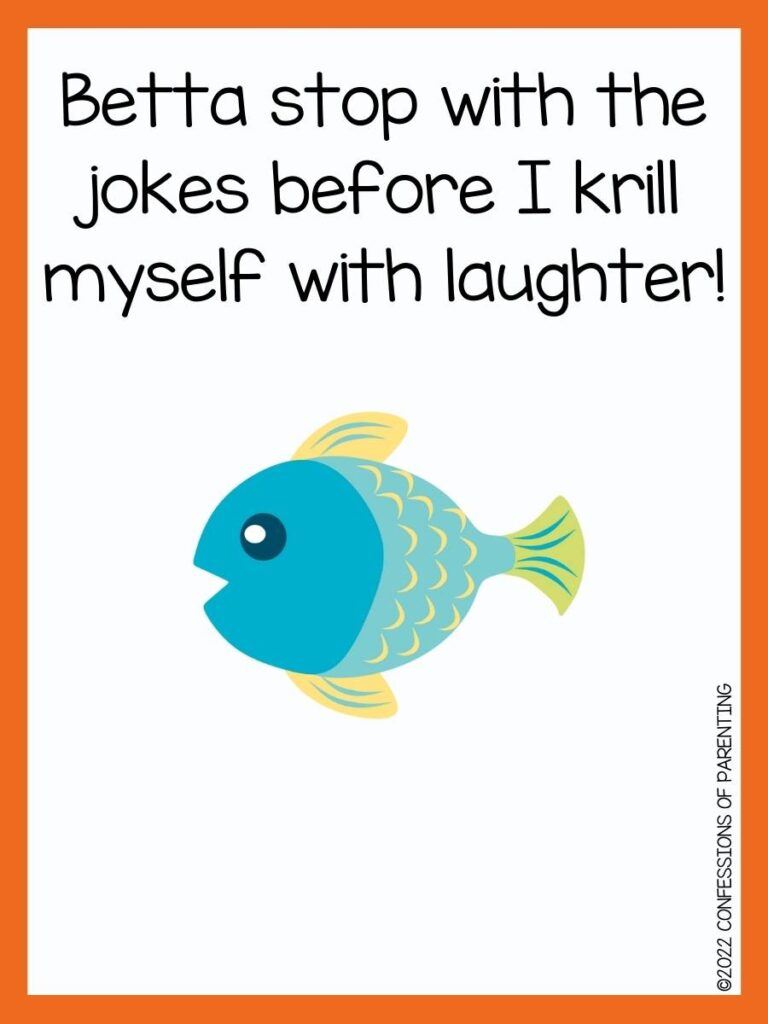 fish pun with blue fish and orange border
