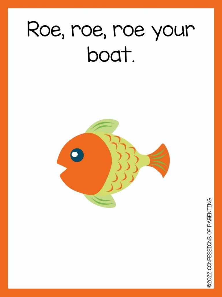 fish pun with orange and green fish and orange border 