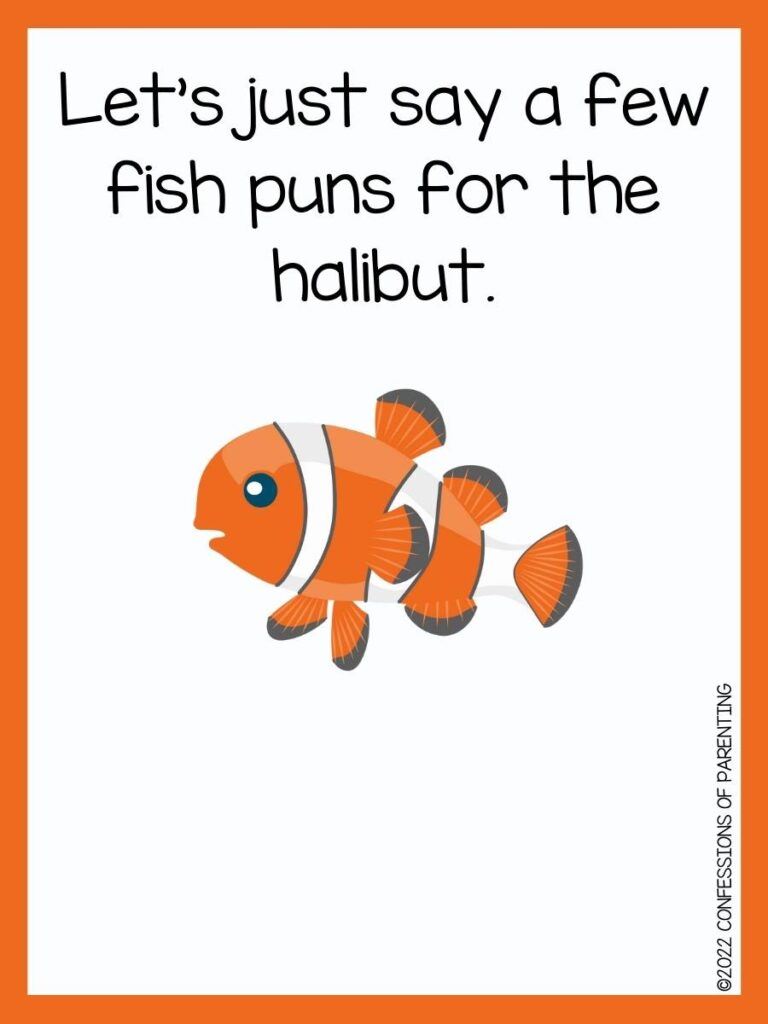 fish pun with clown fish and orange border