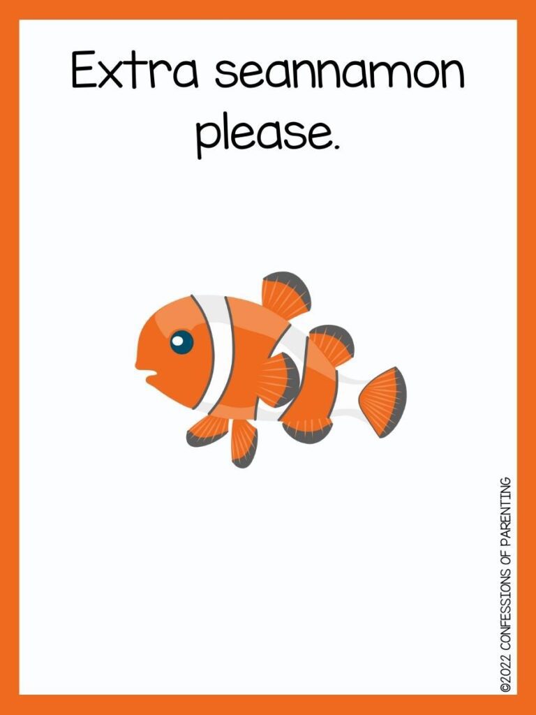 fish pun with clown fish and orange border 