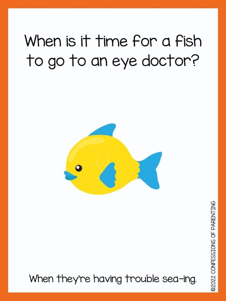 fish pun with yellow fish and orange border 