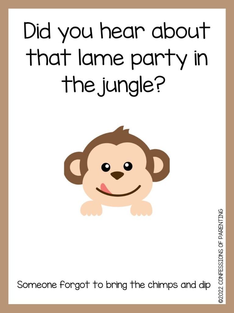 monkey joke with monkey face and brown border 