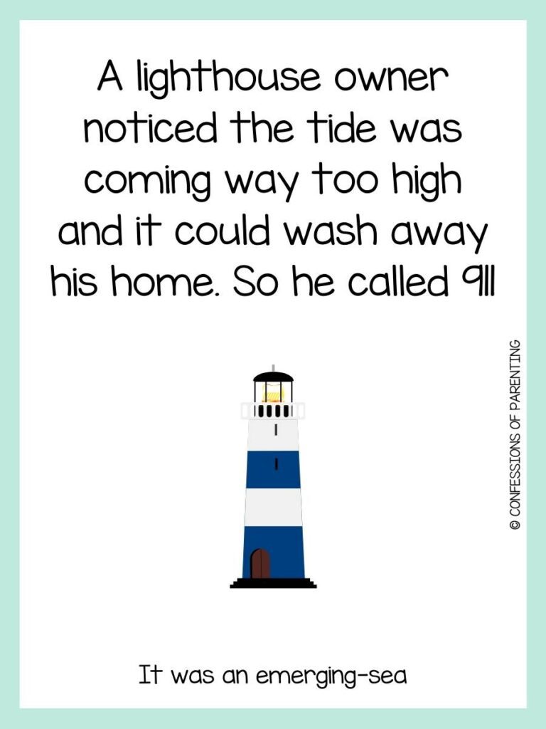 blue lighthouse with blue border with lighthouse joke