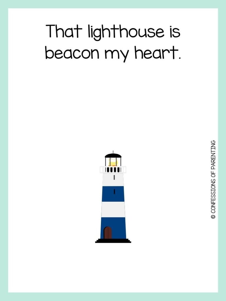 blue lighthouse with blue border with lighthouse pun