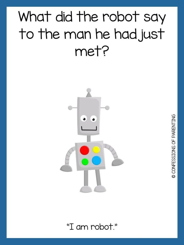 robot with blue border with robot joke