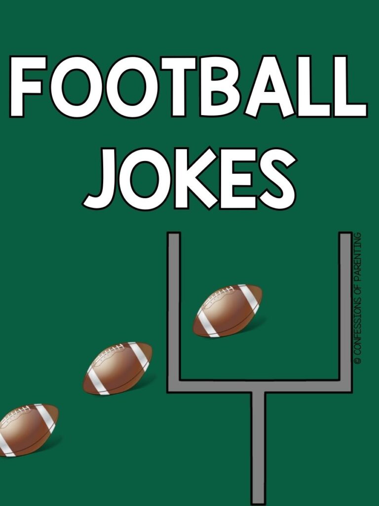 Pin image: green background with white letters; grey goal post with 3 brown footballs going through