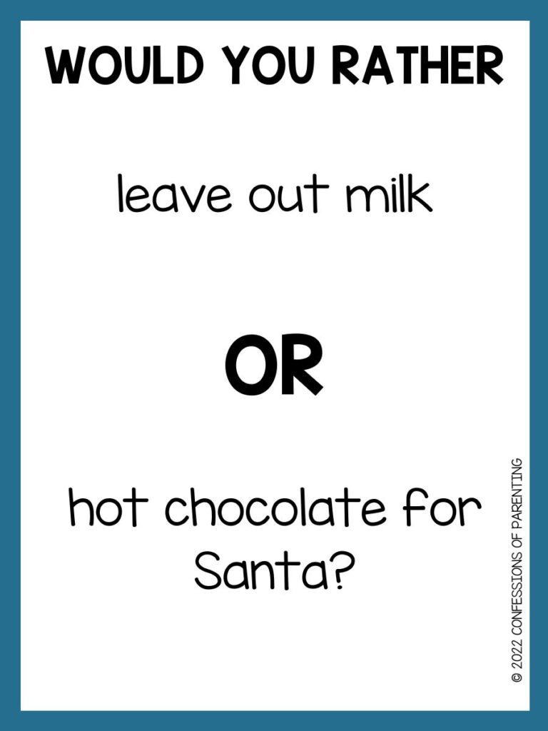 White background with blue border; black writing that says a winter would you rather question