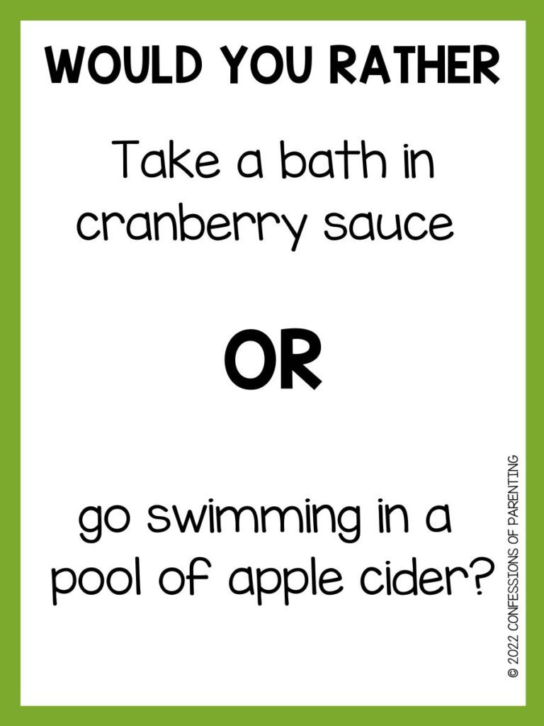 20 Fun Thanksgiving Would You Rather Questions - Minds in Bloom