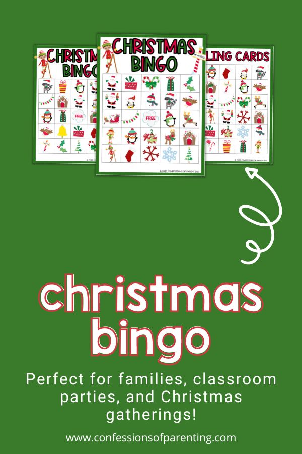 mockup of Christmas bingo on green background 